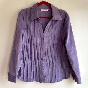 Rebecca Malone Lavender Corduroy Button Down Shirt Size L